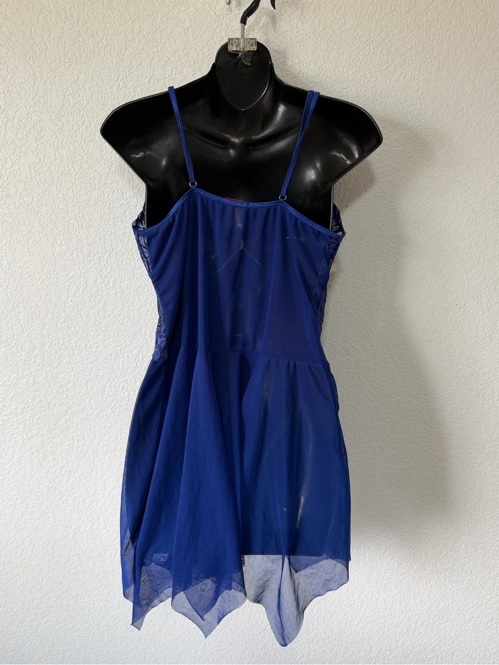 Royal Blue Lace Trim Chemise - Delicate Babydoll Nightwear - Picture 5 of 6